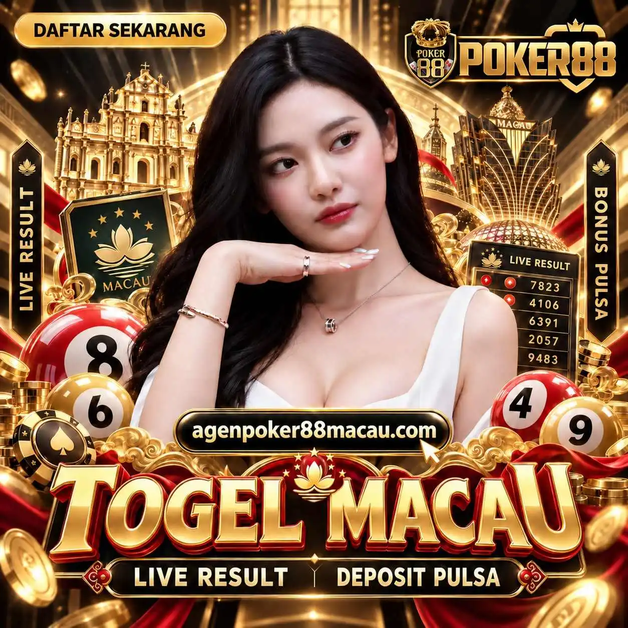 Banner Poker88 togel Macau live result dan bonus pulsa